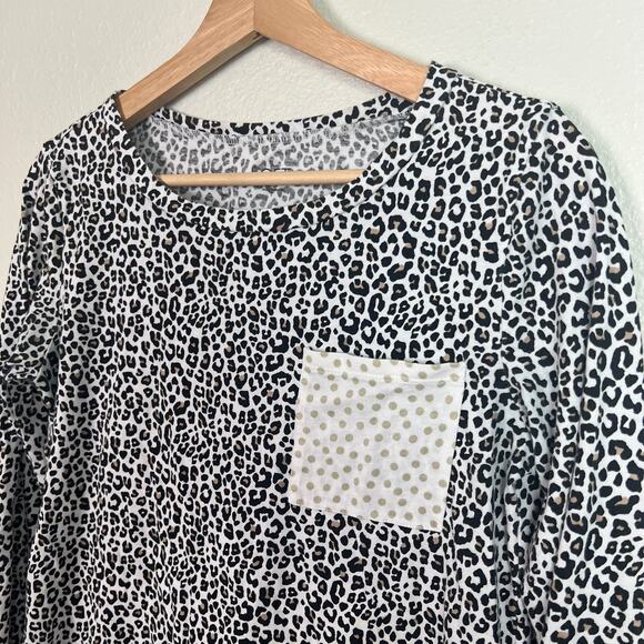 LOFT Bundle of 2 Long Sleeve Leopard Animal Print Cotton T-Shirts Size Small - Picture 8 of 11